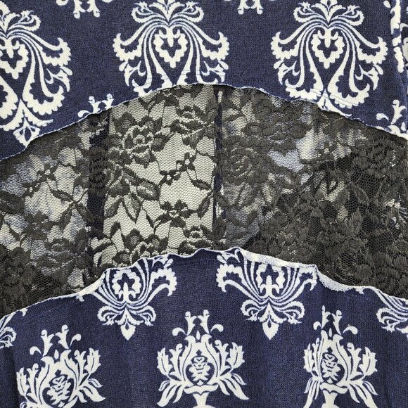 VOCAL Navy & White Damask Print Cardigan Sweater S-XL‎ NWT - Picture 10 of 12